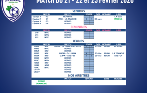 Matchs du week-end 29/02 - 01/03