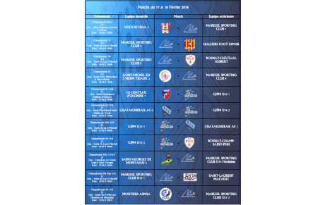 Matchs du 17 &amp; 18 Février
