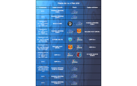 Matchs du 3 et 4 Mars
