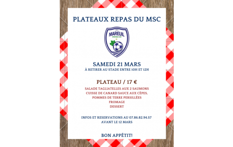 URGENT, MODIFICATION PLATEAUX REPAS DU MSC